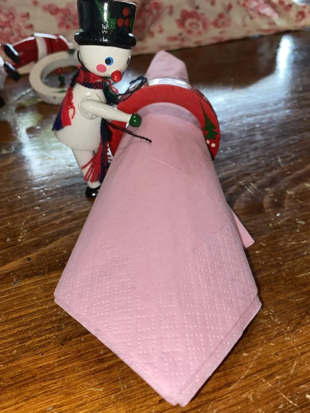 Adorable Vintage Vera Neumann 3D Wooden Christmas Napkin Holders 6pc Set